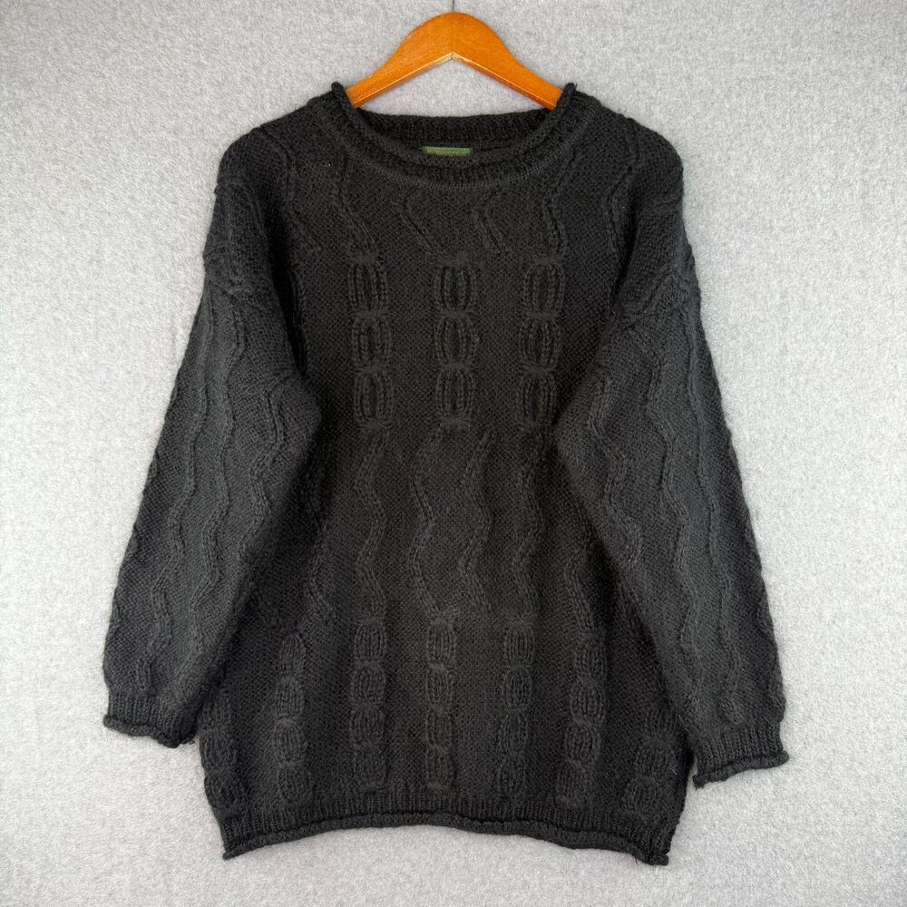 VTG Robinson's Black Mohair Pull Over Crewneck Sweater Retro 80's Cozy Oversized
